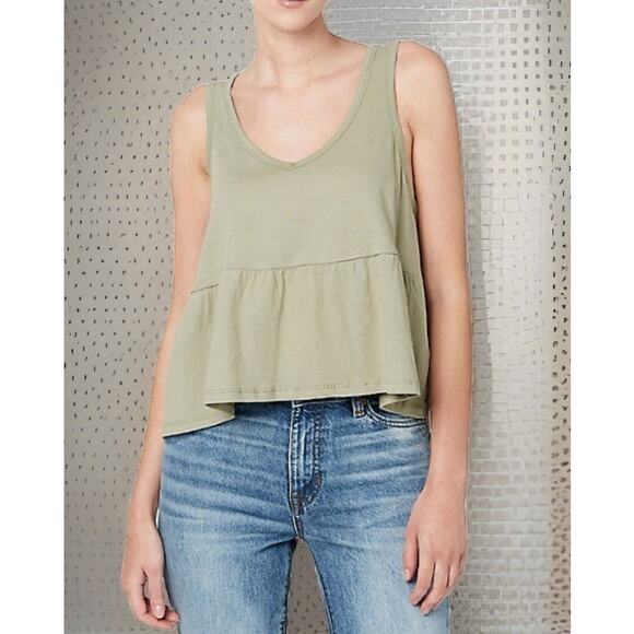 Buffalo David Bitton Babydoll Top Womens Size XL Green Peplum Tank MSRP $39 - Picture 1 of 13